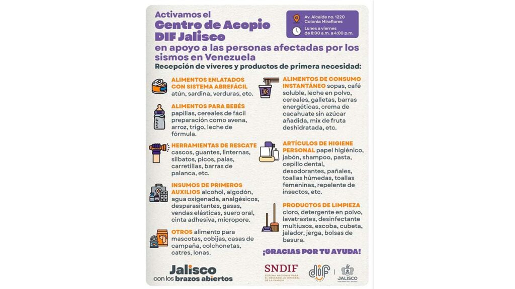 Activará DIF Jalisco Centro de Acopio en apoyo a familias afectadas por ...