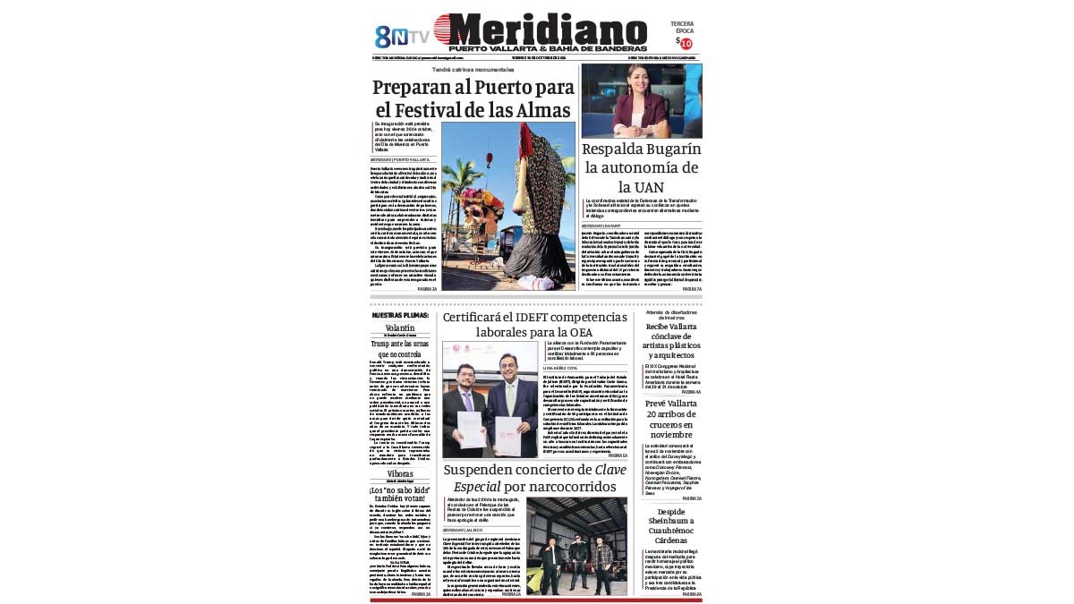 portada meridiano 30 de octubre de 2026
